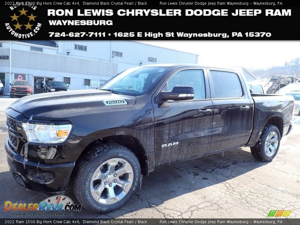 2022 Ram 1500 Big Horn Crew Cab 4x4 Diamond Black Crystal Pearl / Black Photo #1