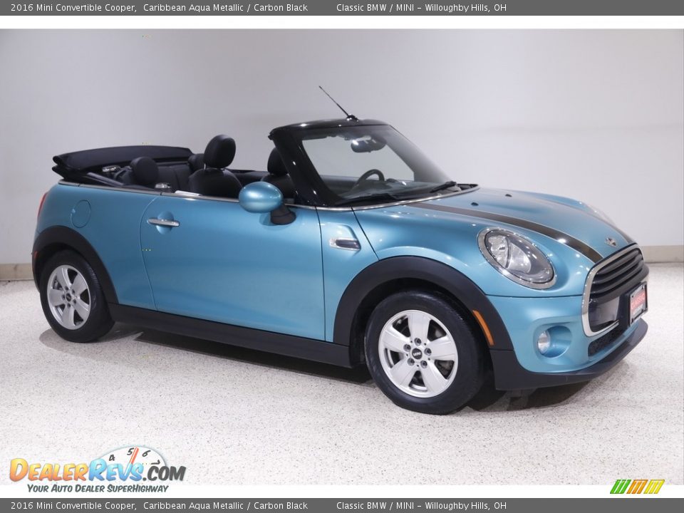 2016 Mini Convertible Cooper Caribbean Aqua Metallic / Carbon Black Photo #1