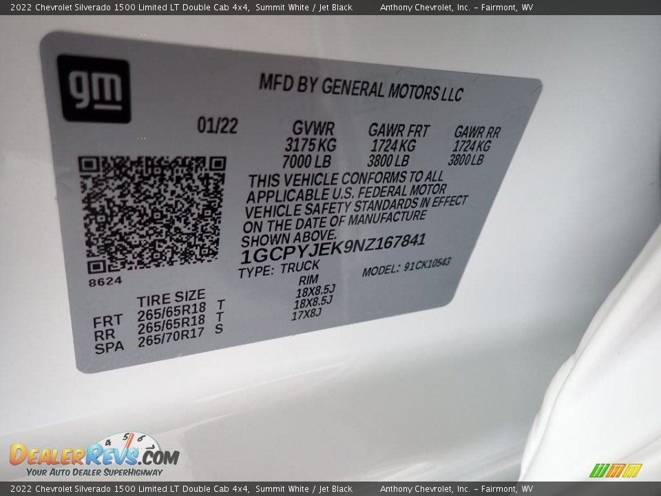 2022 Chevrolet Silverado 1500 Limited LT Double Cab 4x4 Summit White / Jet Black Photo #14