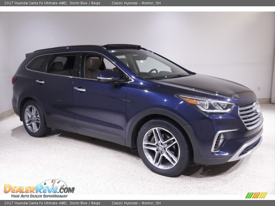 2017 Hyundai Santa Fe Ultimate AWD Storm Blue / Beige Photo #1