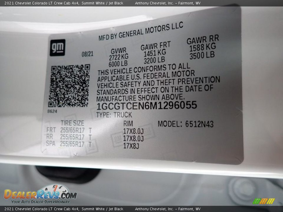 2021 Chevrolet Colorado LT Crew Cab 4x4 Summit White / Jet Black Photo #15