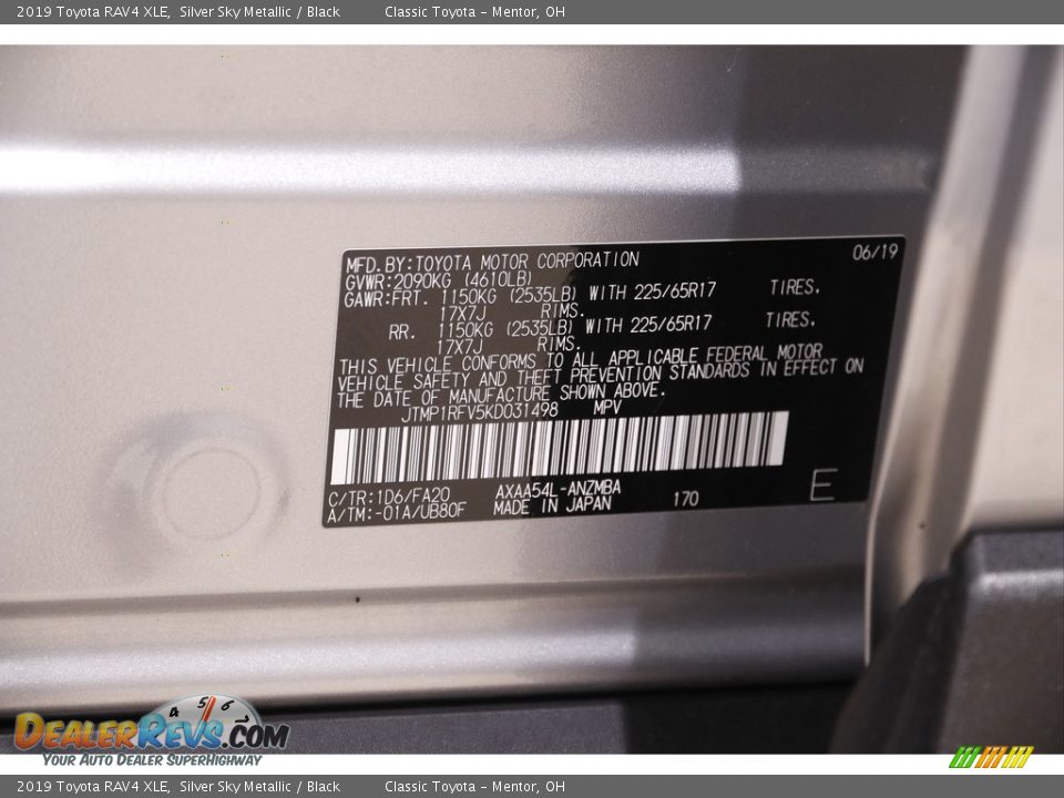 2019 Toyota RAV4 XLE Silver Sky Metallic / Black Photo #20