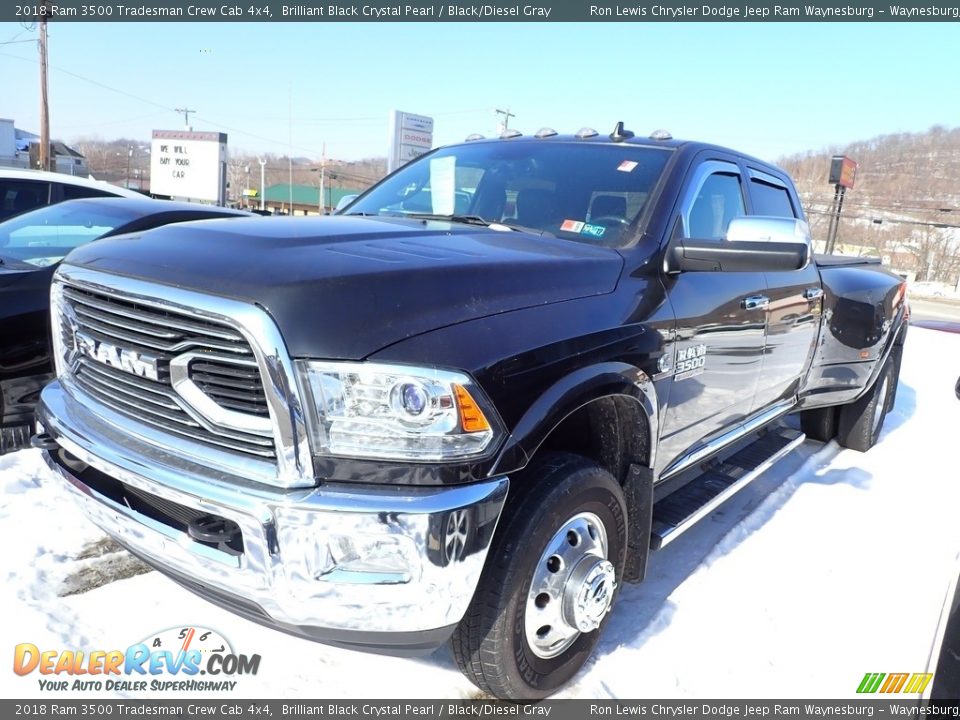 2018 Ram 3500 Tradesman Crew Cab 4x4 Brilliant Black Crystal Pearl / Black/Diesel Gray Photo #1