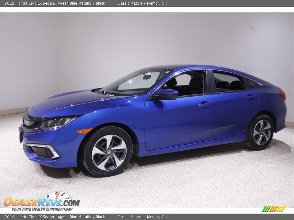 2019 Honda Civic LX Sedan Agean Blue Metallic / Black Photo #3