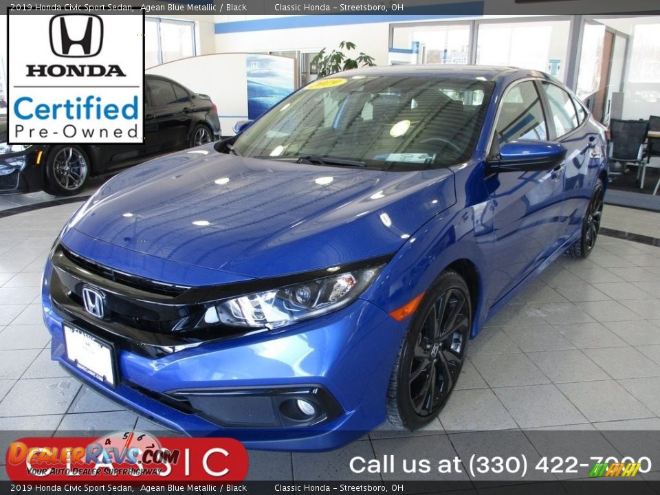 2019 Honda Civic Sport Sedan Agean Blue Metallic / Black Photo #1