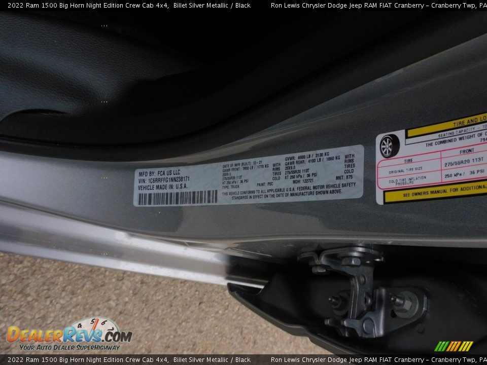 2022 Ram 1500 Big Horn Night Edition Crew Cab 4x4 Billet Silver Metallic / Black Photo #20