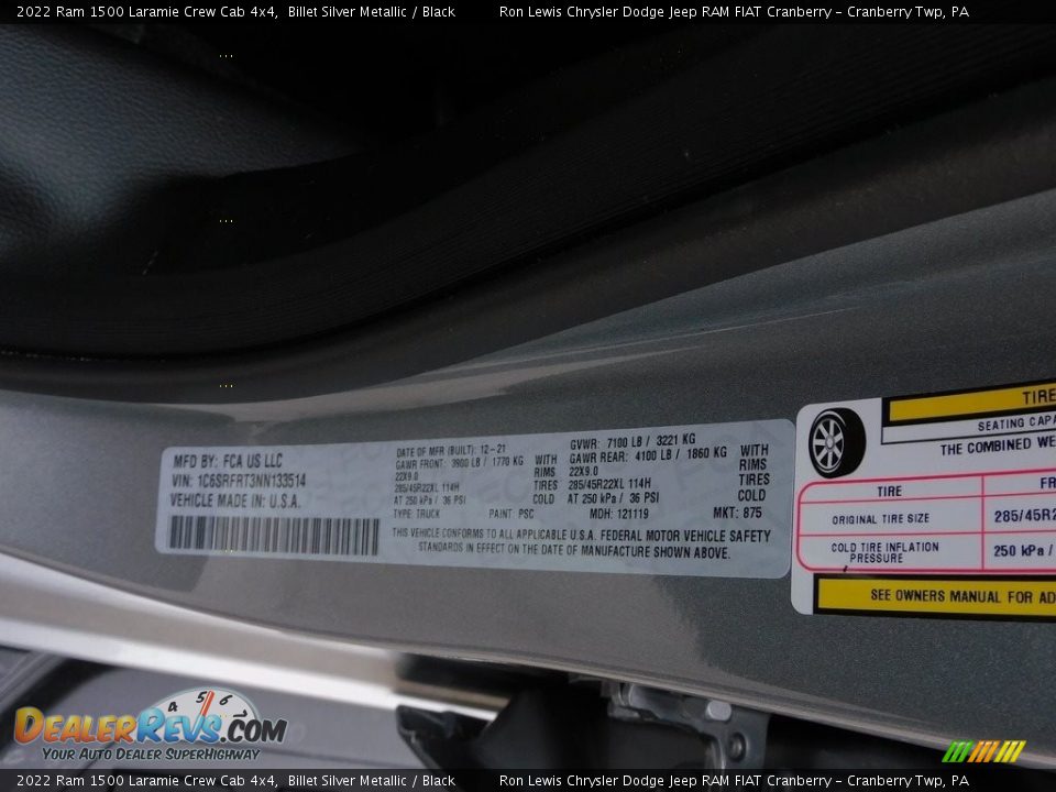 2022 Ram 1500 Laramie Crew Cab 4x4 Billet Silver Metallic / Black Photo #20