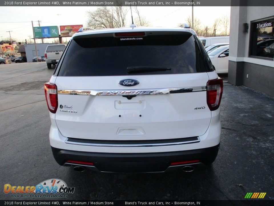 2018 Ford Explorer Limited 4WD White Platinum / Medium Stone Photo #35