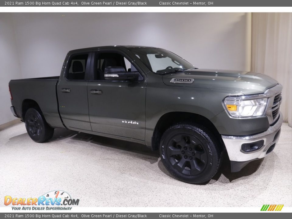 2021 Ram 1500 Big Horn Quad Cab 4x4 Olive Green Pearl / Diesel Gray/Black Photo #1