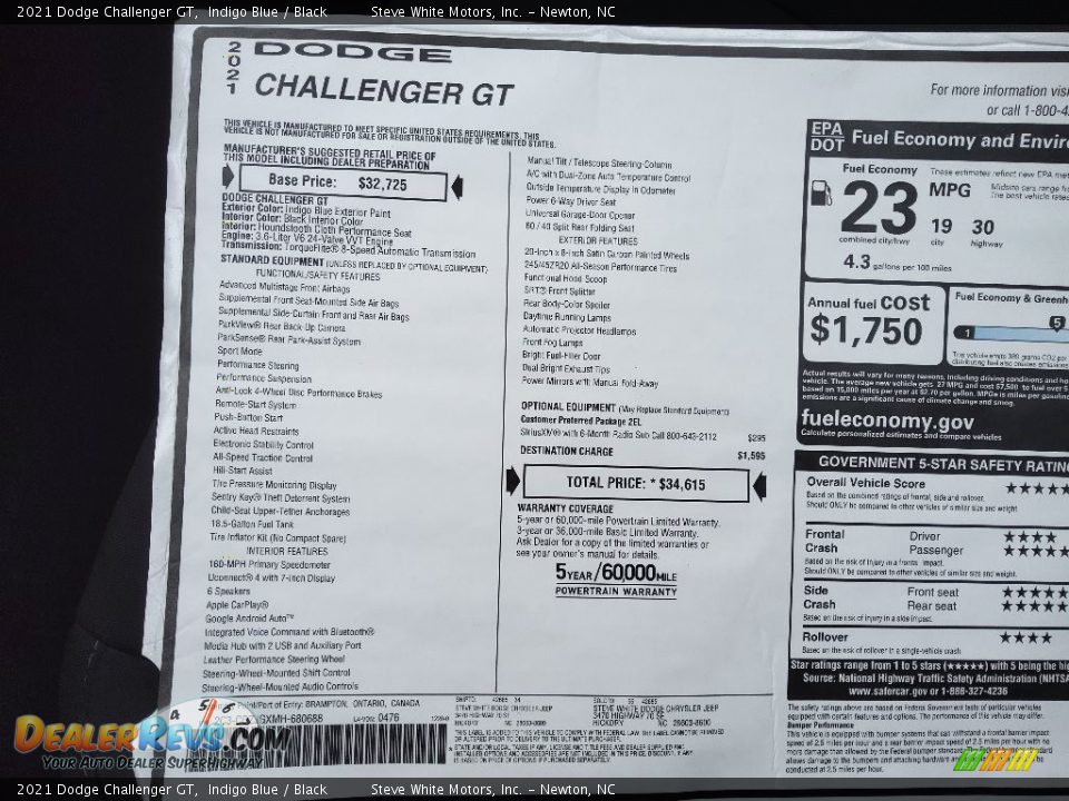 2021 Dodge Challenger GT Window Sticker Photo #25