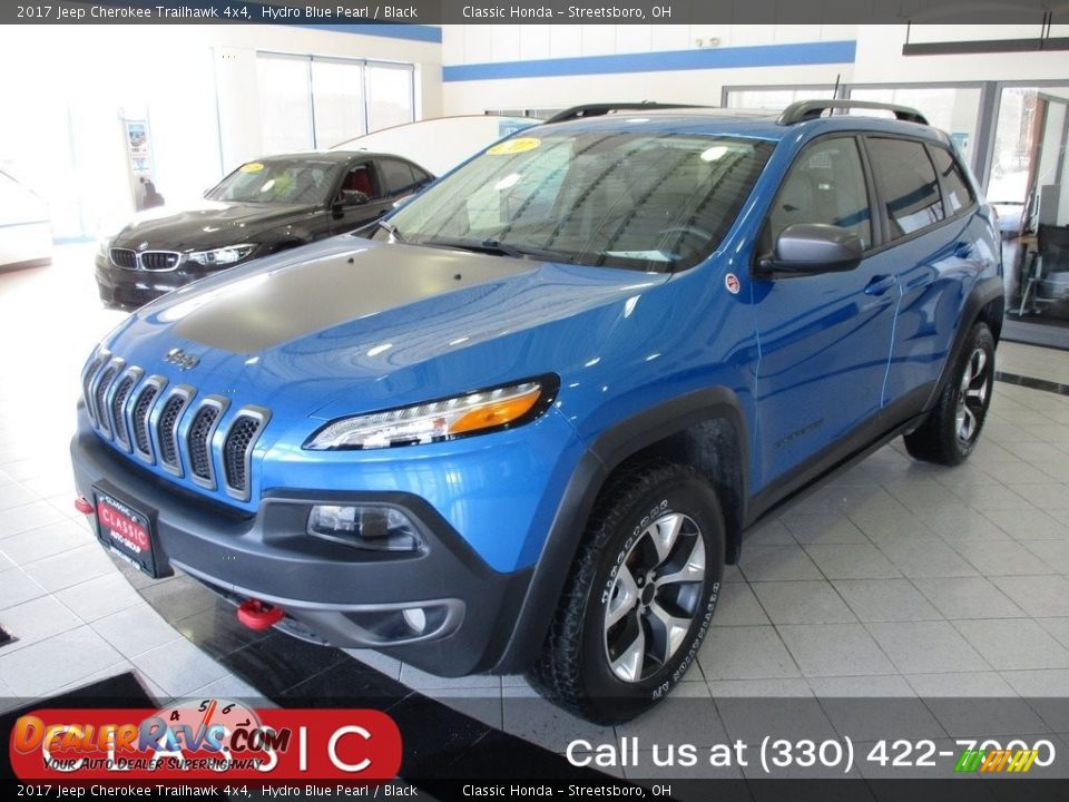 2017 Jeep Cherokee Trailhawk 4x4 Hydro Blue Pearl / Black Photo #1