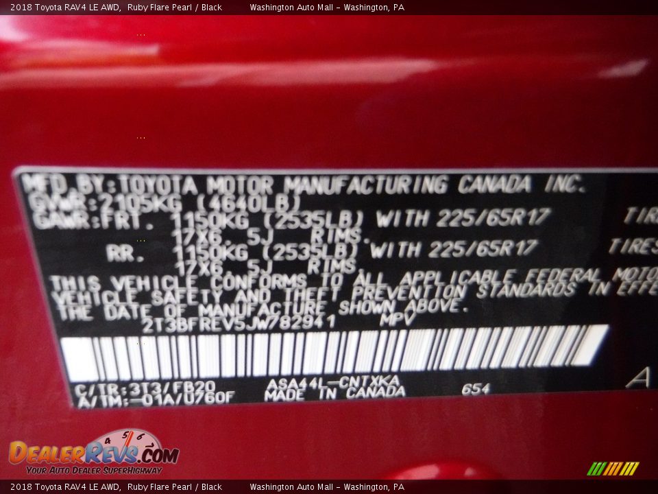 2018 Toyota RAV4 LE AWD Ruby Flare Pearl / Black Photo #27