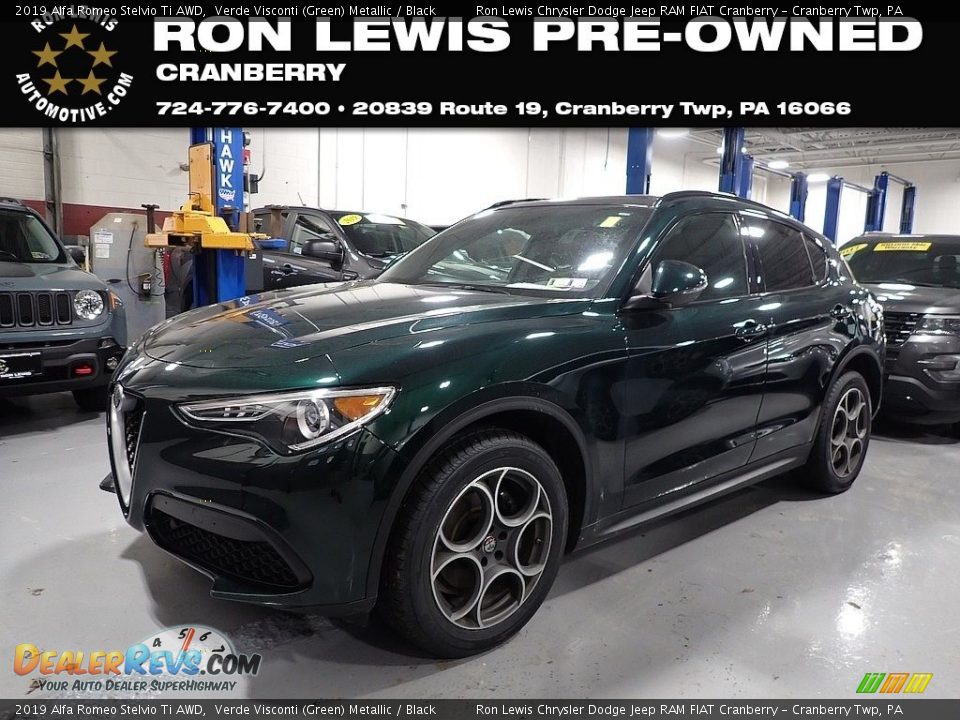 2019 Alfa Romeo Stelvio Ti AWD Verde Visconti (Green) Metallic / Black Photo #1