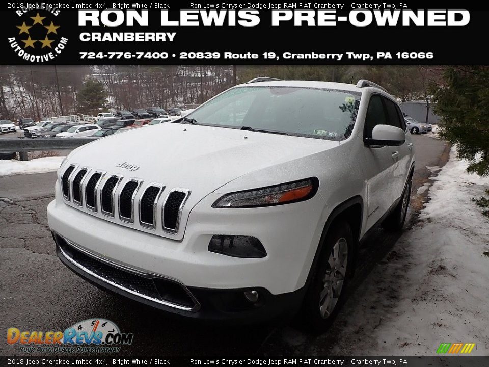 2018 Jeep Cherokee Limited 4x4 Bright White / Black Photo #1