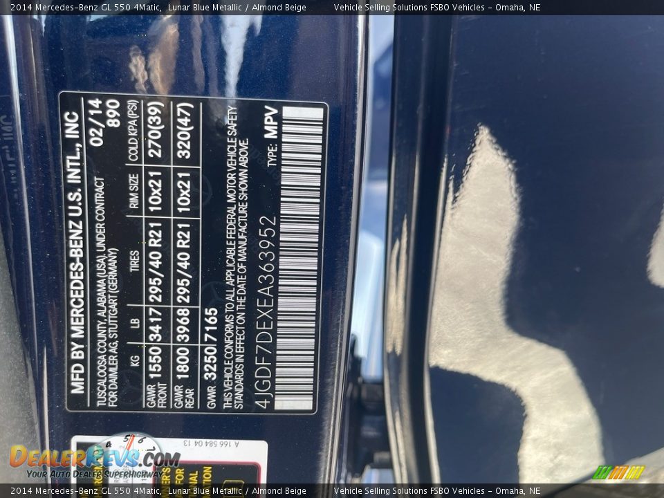 2014 Mercedes-Benz GL 550 4Matic Lunar Blue Metallic / Almond Beige Photo #15