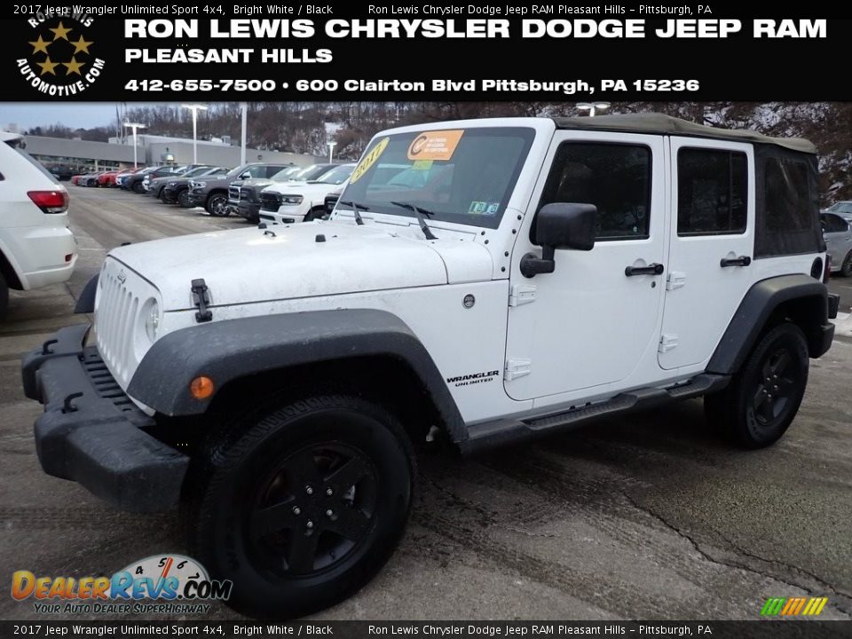 2017 Jeep Wrangler Unlimited Sport 4x4 Bright White / Black Photo #1