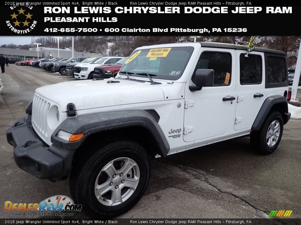 2018 Jeep Wrangler Unlimited Sport 4x4 Bright White / Black Photo #1