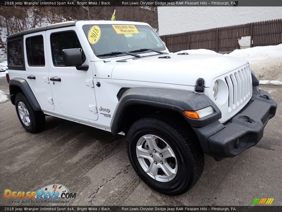 2018 Jeep Wrangler Unlimited Sport 4x4 Bright White / Black Photo #8