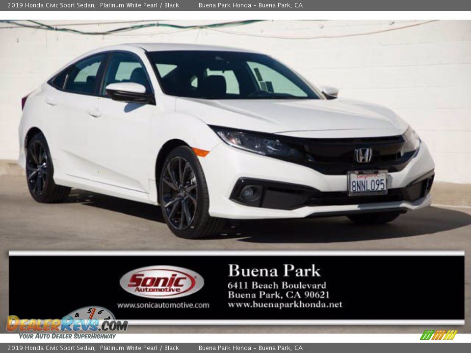 2019 Honda Civic Sport Sedan Platinum White Pearl / Black Photo #1