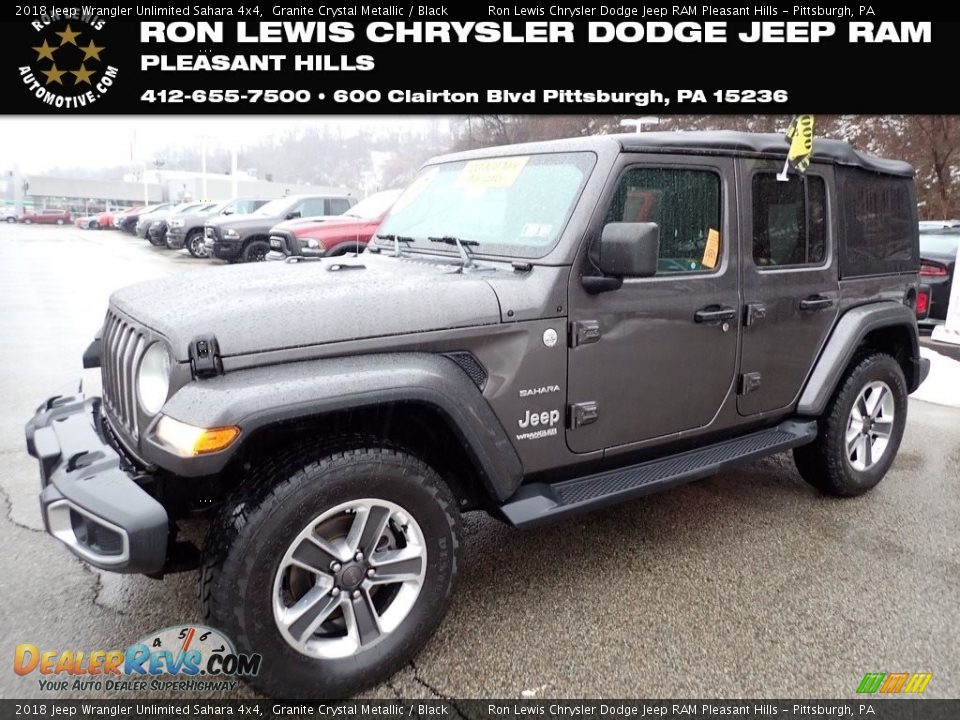 2018 Jeep Wrangler Unlimited Sahara 4x4 Granite Crystal Metallic / Black Photo #1