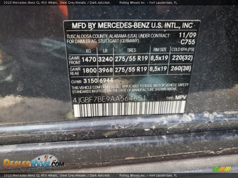 2010 Mercedes-Benz GL 450 4Matic Steel Grey Metallic / Dark Ash/Ash Photo #6
