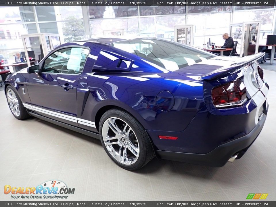2010 Ford Mustang Shelby GT500 Coupe Kona Blue Metallic / Charcoal Black/White Photo #3
