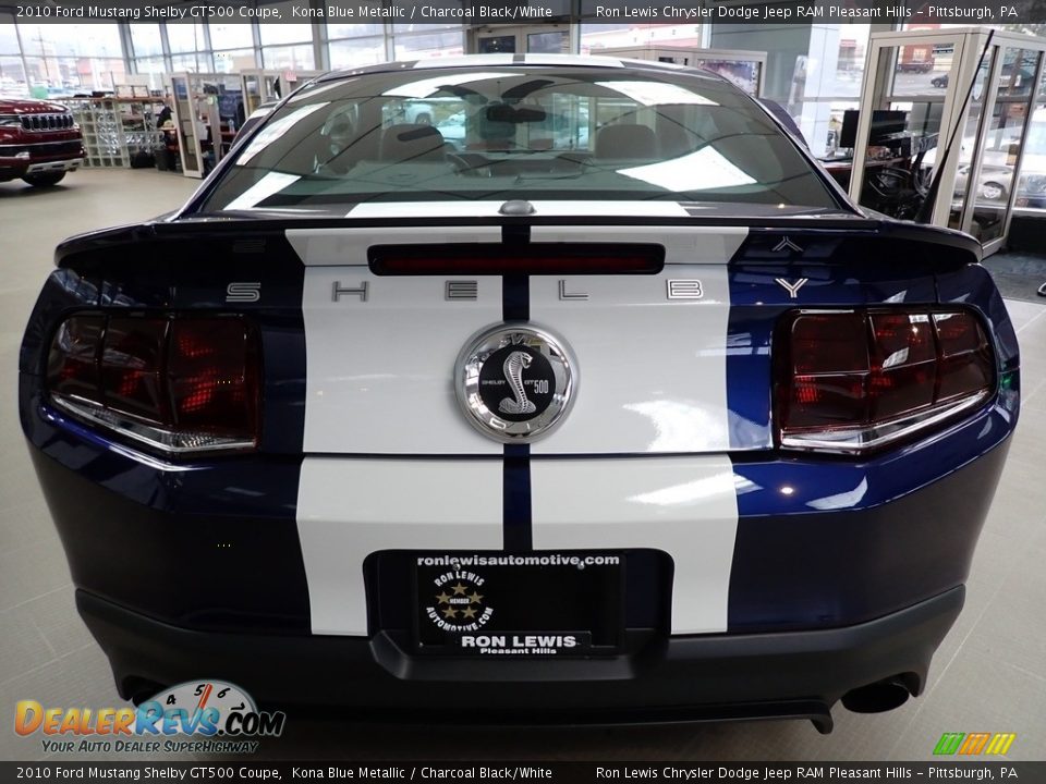 2010 Ford Mustang Shelby GT500 Coupe Kona Blue Metallic / Charcoal Black/White Photo #4