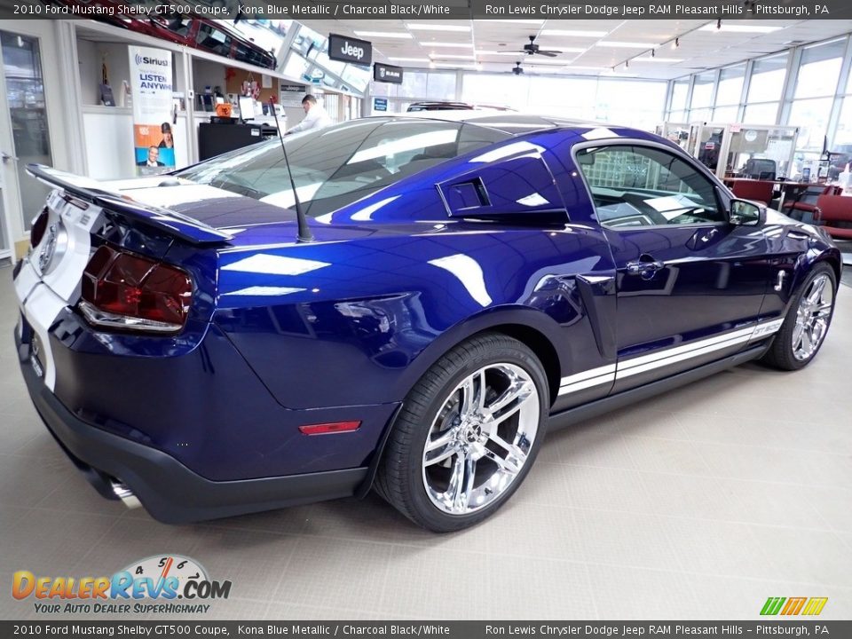 2010 Ford Mustang Shelby GT500 Coupe Kona Blue Metallic / Charcoal Black/White Photo #5