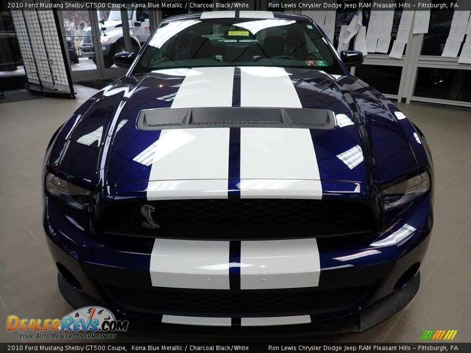 2010 Ford Mustang Shelby GT500 Coupe Kona Blue Metallic / Charcoal Black/White Photo #8