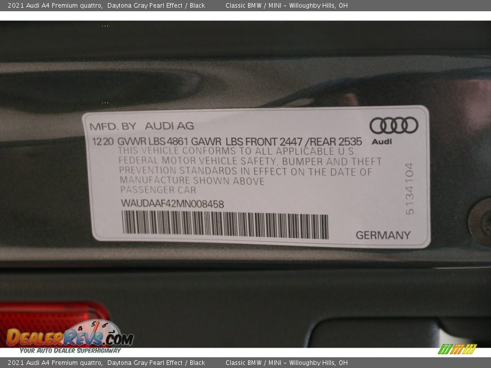 2021 Audi A4 Premium quattro Daytona Gray Pearl Effect / Black Photo #21