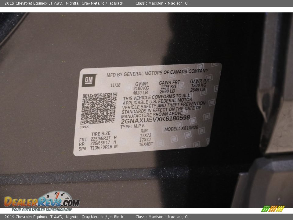 2019 Chevrolet Equinox LT AWD Nightfall Gray Metallic / Jet Black Photo #18