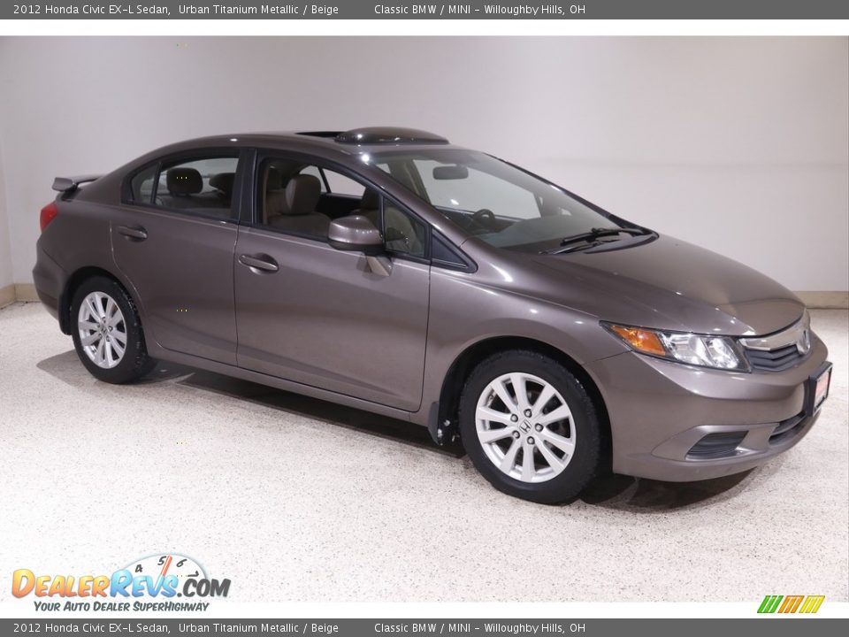 2012 Honda Civic EX-L Sedan Urban Titanium Metallic / Beige Photo #1