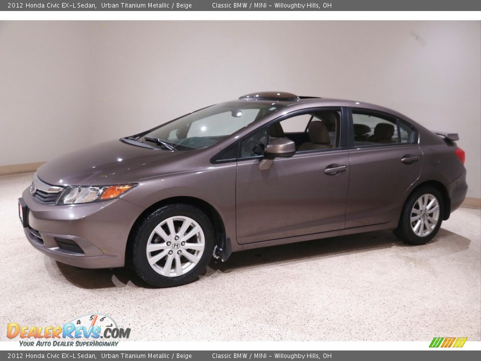 2012 Honda Civic EX-L Sedan Urban Titanium Metallic / Beige Photo #3