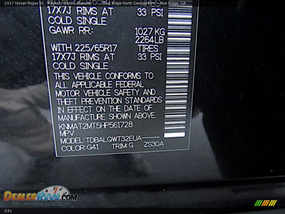 Nissan Color Code G41 Magnetic Black