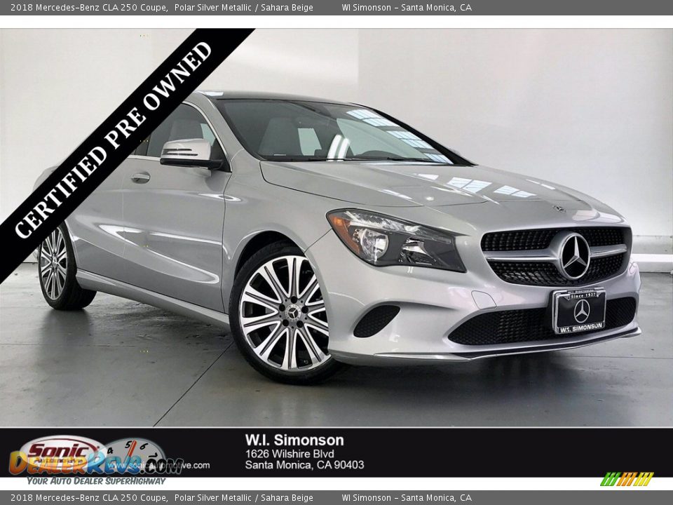 2018 Mercedes-Benz CLA 250 Coupe Polar Silver Metallic / Sahara Beige Photo #1