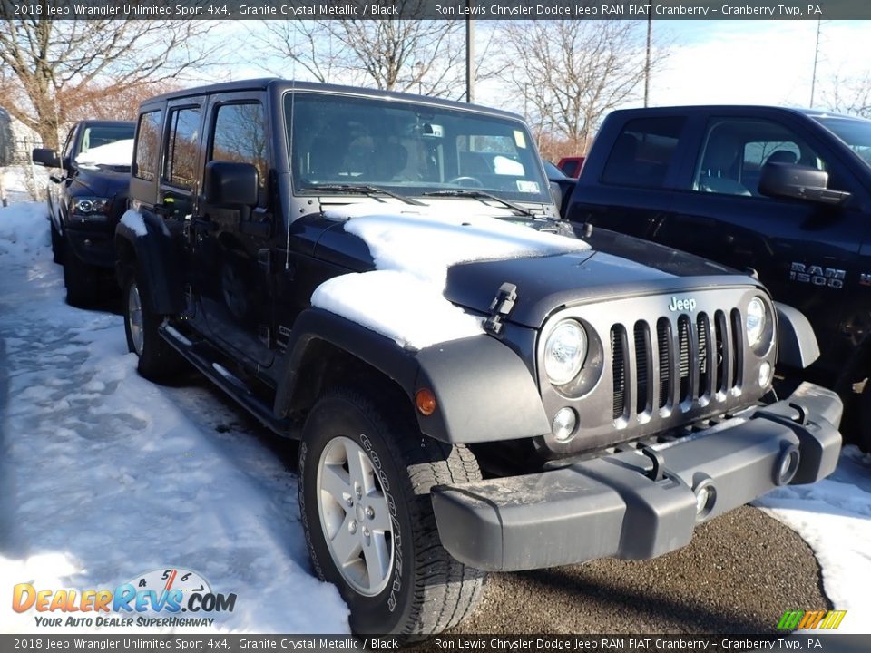 2018 Jeep Wrangler Unlimited Sport 4x4 Granite Crystal Metallic / Black Photo #2