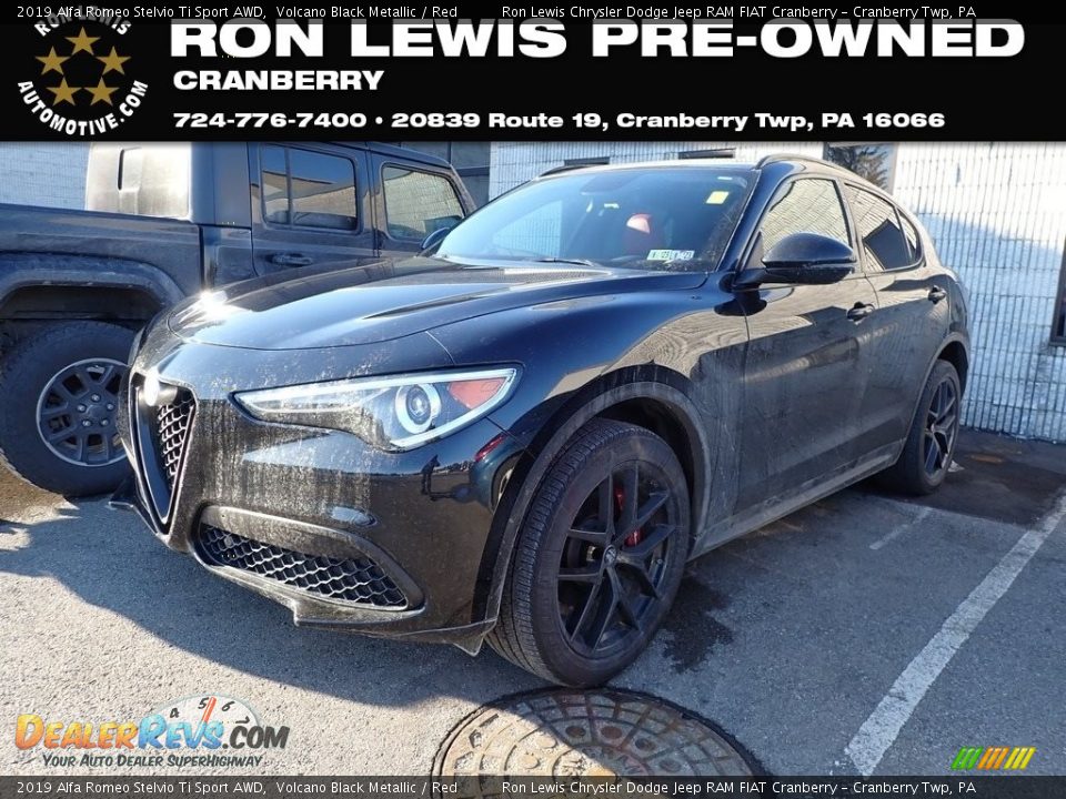 2019 Alfa Romeo Stelvio Ti Sport AWD Volcano Black Metallic / Red Photo #1