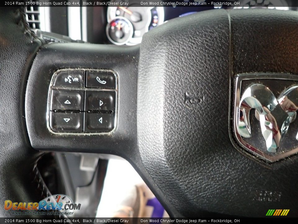 2014 Ram 1500 Big Horn Quad Cab 4x4 Black / Black/Diesel Gray Photo #16