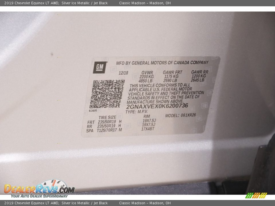 2019 Chevrolet Equinox LT AWD Silver Ice Metallic / Jet Black Photo #22