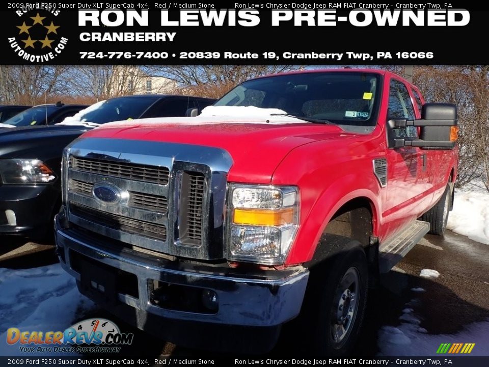 2009 Ford F250 Super Duty XLT SuperCab 4x4 Red / Medium Stone Photo #1