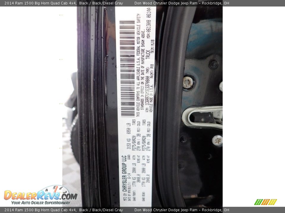 2014 Ram 1500 Big Horn Quad Cab 4x4 Black / Black/Diesel Gray Photo #33