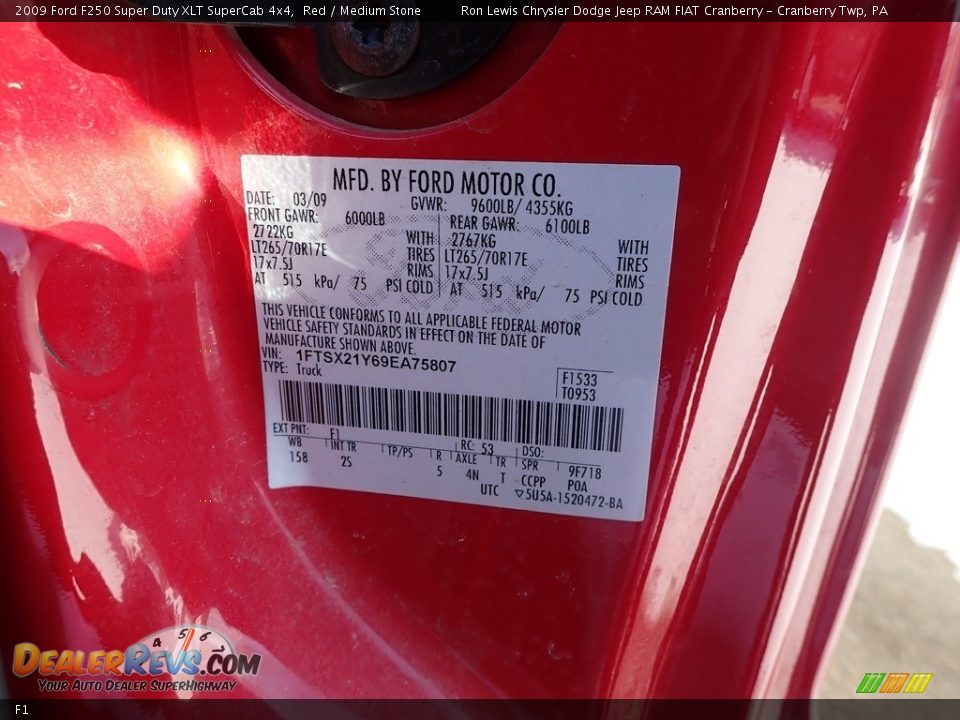 Ford Color Code F1 Red