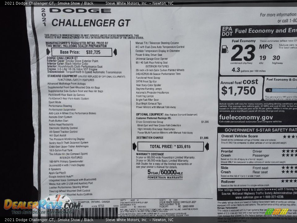 2021 Dodge Challenger GT Window Sticker Photo #22
