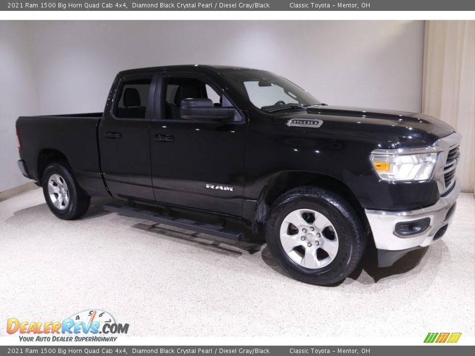 2021 Ram 1500 Big Horn Quad Cab 4x4 Diamond Black Crystal Pearl / Diesel Gray/Black Photo #1