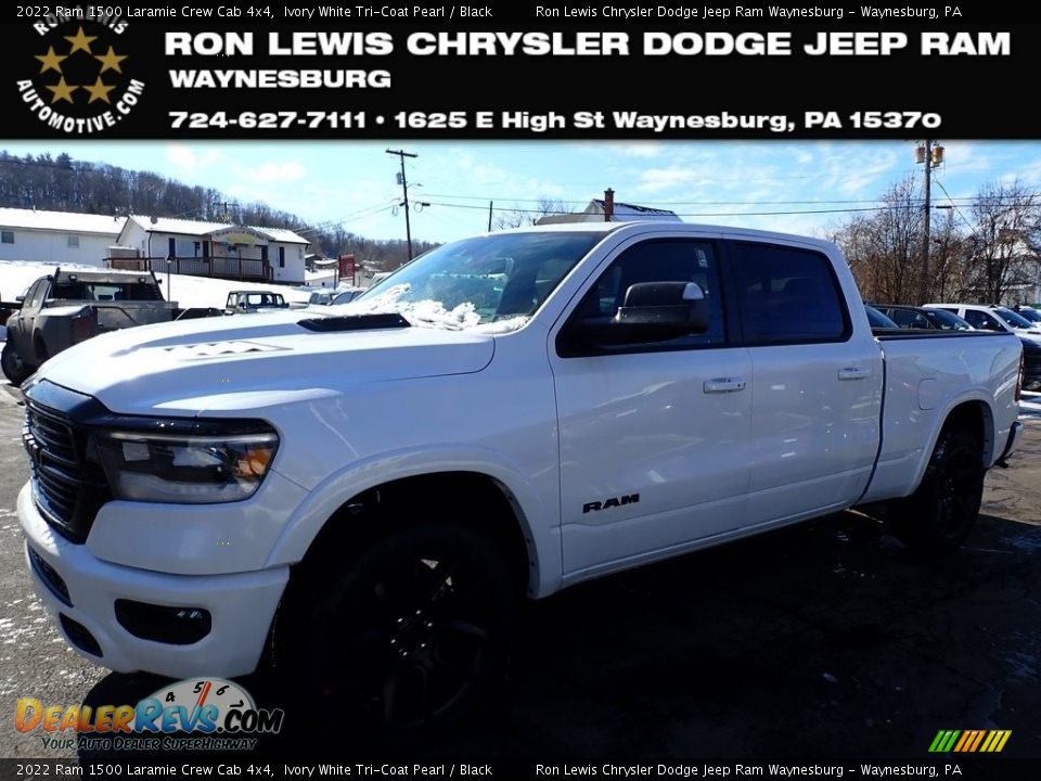 2022 Ram 1500 Laramie Crew Cab 4x4 Ivory White Tri-Coat Pearl / Black Photo #1