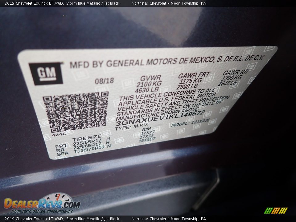 2019 Chevrolet Equinox LT AWD Storm Blue Metallic / Jet Black Photo #28