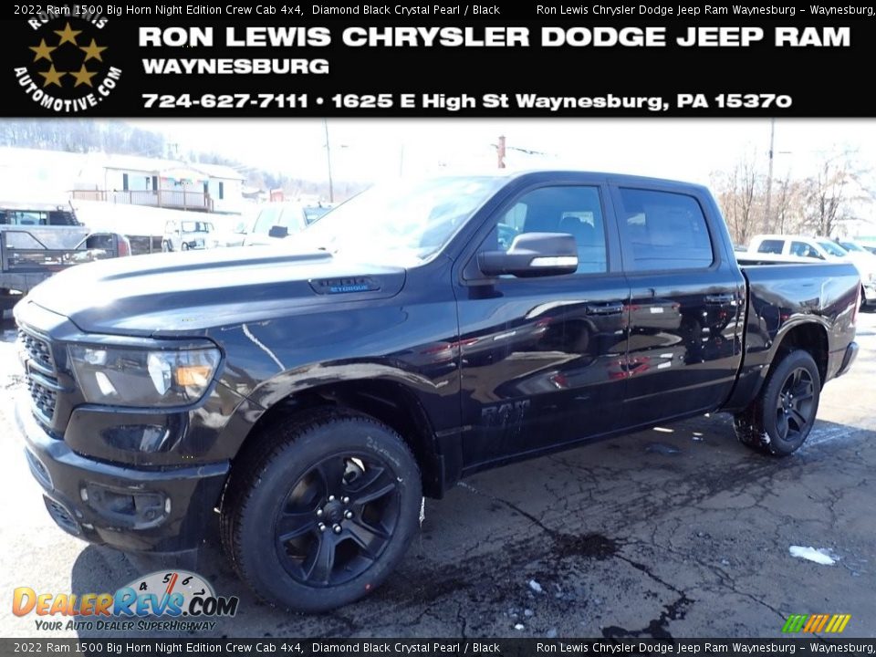 2022 Ram 1500 Big Horn Night Edition Crew Cab 4x4 Diamond Black Crystal Pearl / Black Photo #1