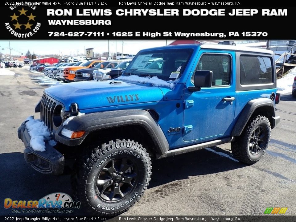 2022 Jeep Wrangler Willys 4x4 Hydro Blue Pearl / Black Photo #1