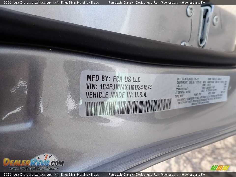 2021 Jeep Cherokee Latitude Lux 4x4 Billet Silver Metallic / Black Photo #15
