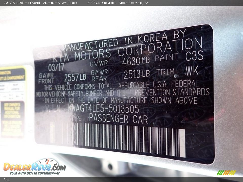 Kia Color Code C3S Aluminum Silver